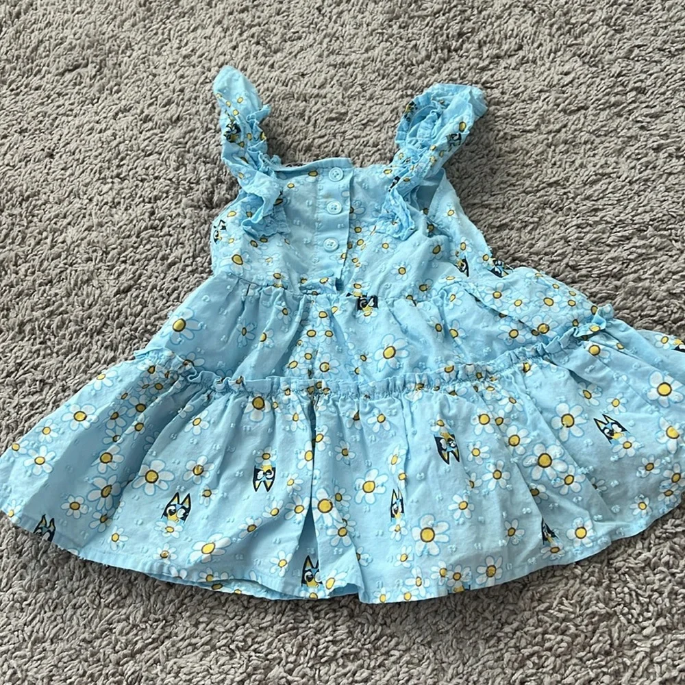 Bluey Blue Floral Tiered Baby Dress